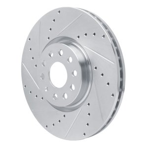 Volkswagen Terramont Brake Rotor (1) - Front Left - R1 Concepts - Drilled & Slotted - Silver - `18-`25
